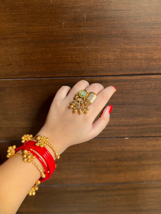Meherbaan Adjustable Ring in Green