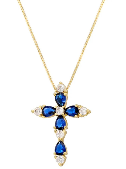 Sapphire Cross Necklace