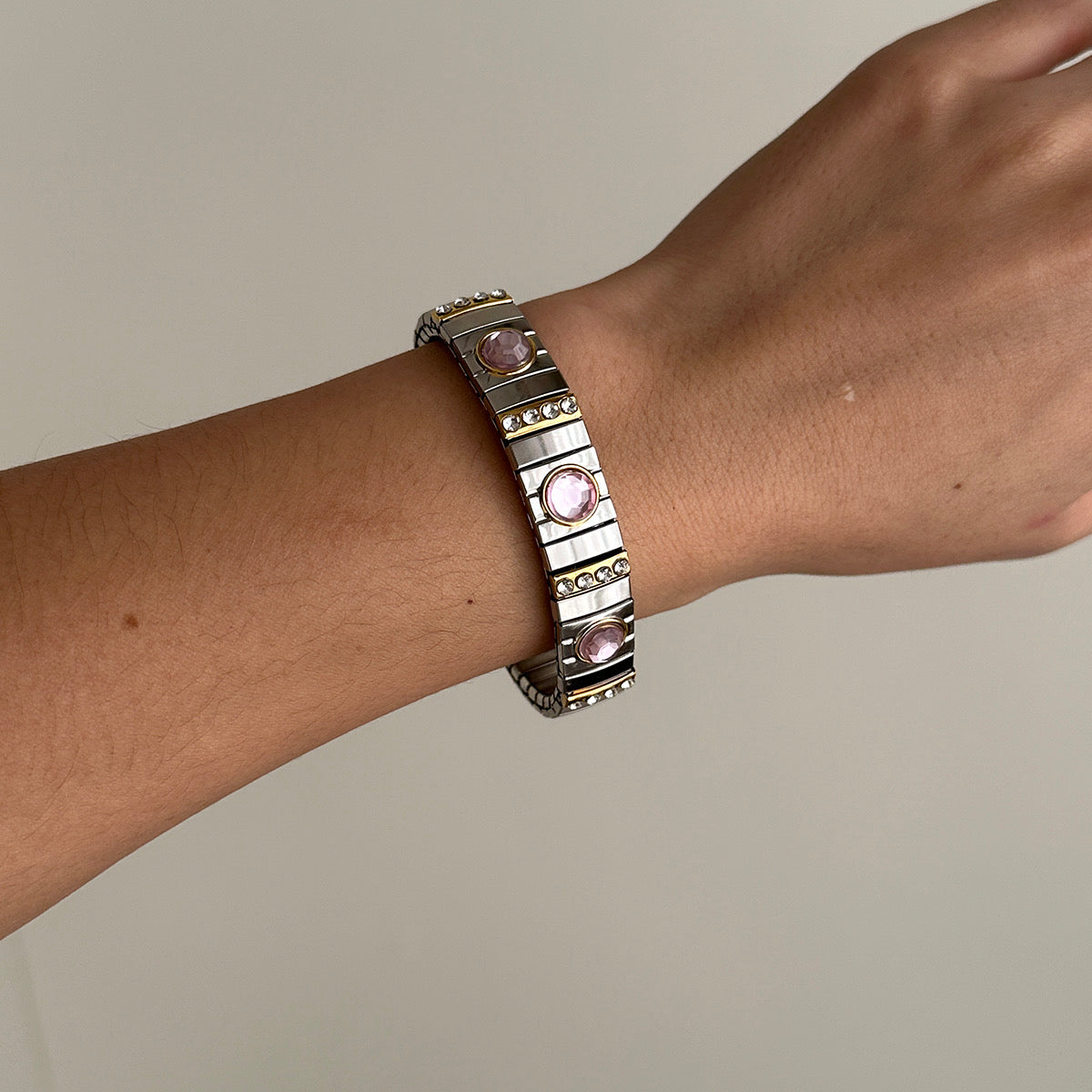 Garnet Silver Bangle