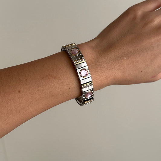 Garnet Silver Bangle