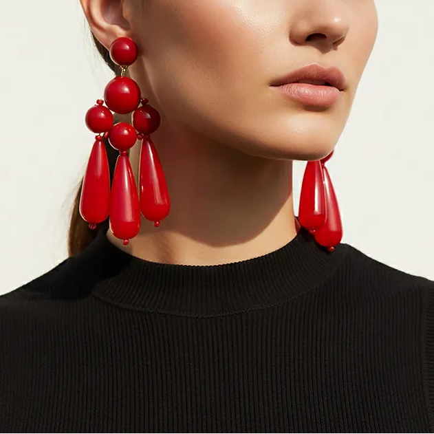 Red Hot Statement Earrings